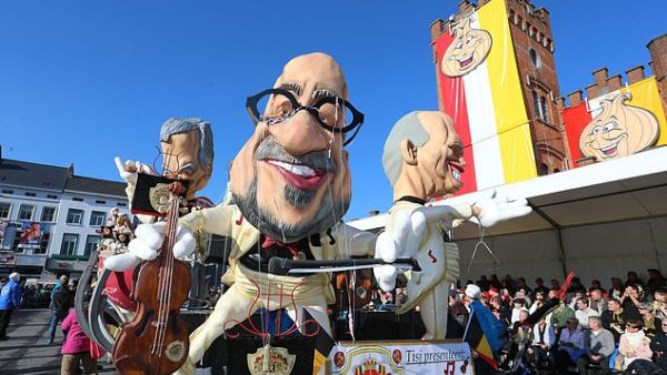 The carnival (pictured), which depicts male characters with crooked, oversized noses holding instruments, has 'turned out to be a bad thing not only for the Jewish community but for the whole of Belgium', according to Belgium's Forum of Jewish Organisations. (AFP)