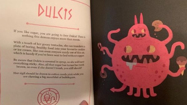 One of the demons in the book can help children by turning their boring dinner into a plate of cookies. (Amazon)