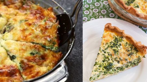 كيش السبانخ والفطر وجبن الفيتا