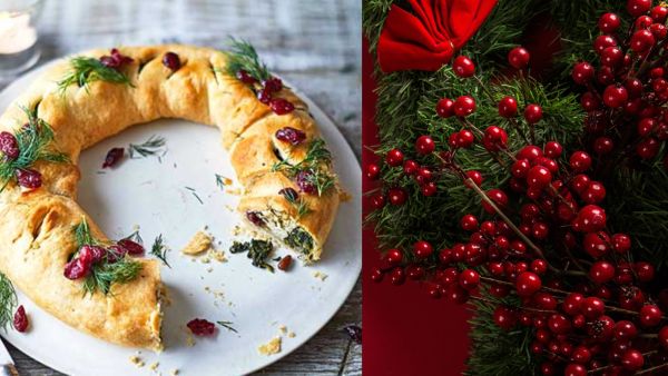 اكليل عيد الميلاد المحشو بالجبن والسبانخ