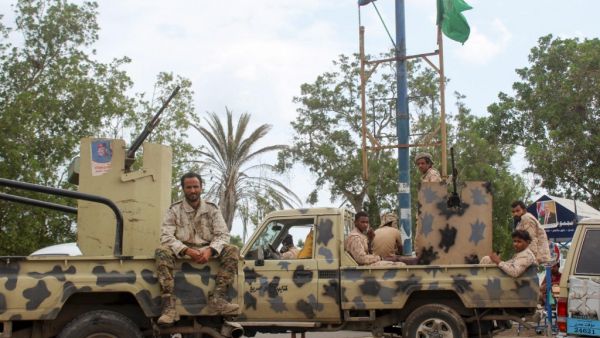 Members of Yemen's southern separatist-dominated Security Belt Forces stand guard during a meeting of the Southern Transitional Council (STC) in the southwestern coastal city of Aden, on January 13, 2020. Saleh Al-OBEIDI / AFP