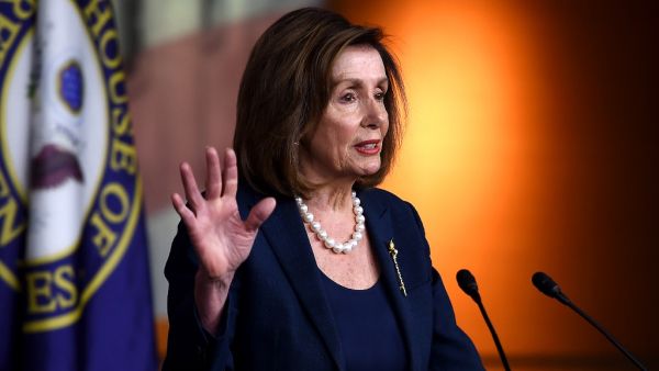 US Speaker of the House Nancy Pelosi, Democrat of California, speaks during her weekly press briefing on Capitol Hill, January 16, 2020, in Washington, DC. OLIVIER DOULIERY / AFP