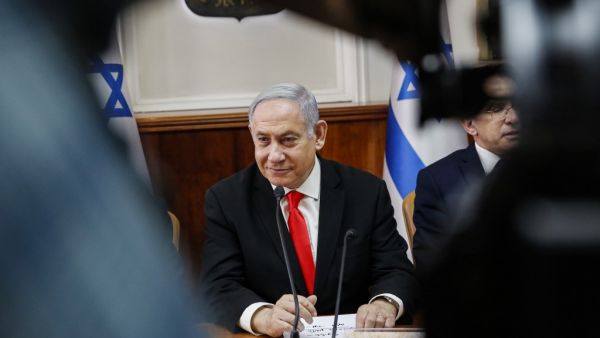 Israeli Prime Minister Benjamin Netanyahu attends the weekly cabinet meeting at his office in Jerusalem on January 19, 2020. GIL COHEN-MAGEN / POOL / AFP