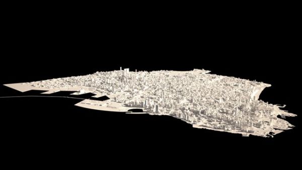 An image of Salim al-Kadi's 3-D map of Beirut