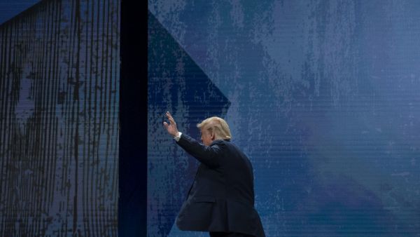 U.S. President Donald Trump exits the stage after speaking at the American Farm Bureau Federation's (AFBF) annual convention at the Austin Convention Center on January 19, 2020 in Austin, Texas. Callaghan O'Hare / GETTY IMAGES NORTH AMERICA / AFP