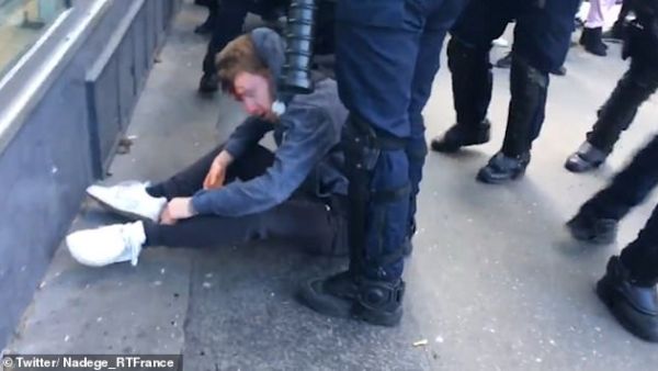 The bloodied protester is pictured here on Twitter. Reportedly, this was shortly after the attack. (Twitter)