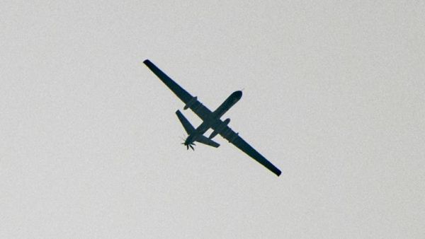 An unidentified unmanned aerial vehicle seen flying over a region between Idlib and Aleppo on November 22. (File photo: AFP)