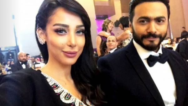 تامر حسني وزوجته بسمة بوسيل