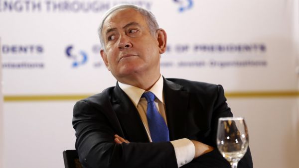 Israeli Prime Minister Benjamin Netanyahu attends the Conference of Presidents of Major American Jewish Organisations (CoP) in Jerusalem on February 16, 2020. EMMANUEL DUNAND / AFP