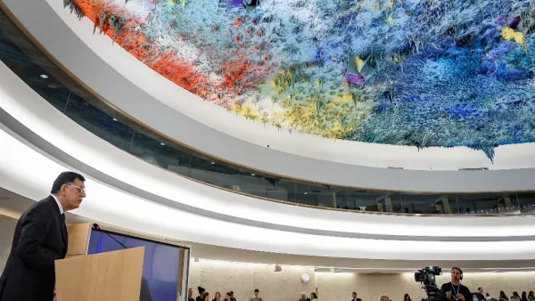President of the Presidency Council of the Government of National Accord of Libya Faiez Mustafa Serraj delivers a speech at the UN Human Rights Council's main annual session on February 24, 2020 in Geneva. Fabrice COFFRINI / AFP