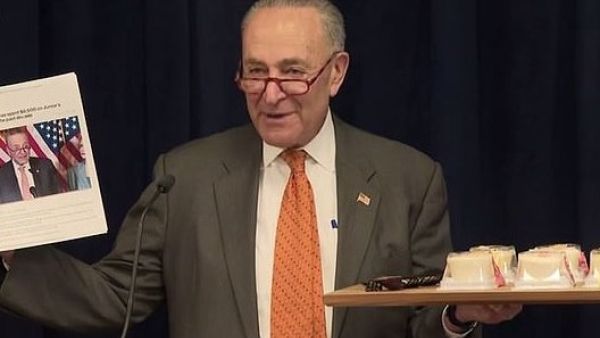 Schumer held up a copy of a news report on his cheesecake spending and declared: 'Guilty as charged' as he admitted spending more than $8,000 on cakes from Junior's in under ten years (Dailymail)