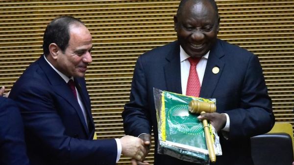 South African President Cyril Ramaphosa takes over as AU chair from Egyptian President Abdul Fattah al-Sisi. (AFP)