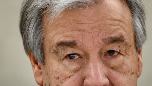 UN Secretary-General Antonio Guterres looks on during the opening of the UN Human Rights Council's main annual session on February 24, 2020 in Geneva. The UN's secretary general launched a "call to action" on Monday against rising attacks on human rights worldwide, highlighting the persecution of minorities and "alarming levels of femicide". Fabrice COFFRINI / AFP