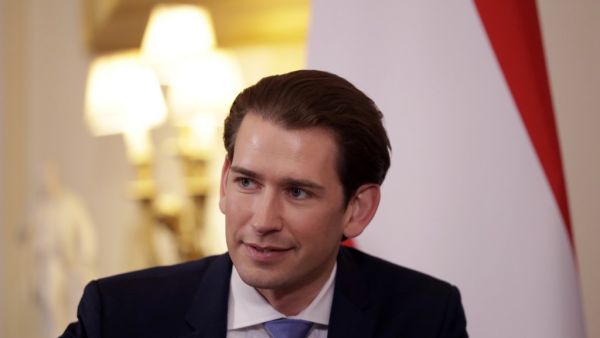 Austria's Chancellor Sebastian Kurz talks with Britain's Prime Minister Boris Johnson (not pictured) inside 10 Downing Street in central London on February 25, 2020. Matt Dunham / POOL / AFP