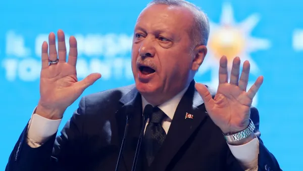 President of Turkey and leader of Justice and Development (AK) Party, Recep Tayyip Erdogan delivers a speech during the AK Party’s provincial advisory council meeting in Haci Bayram Veli University in Ankara, Turkey on March 02, 2020. Adem ALTAN / AFP
