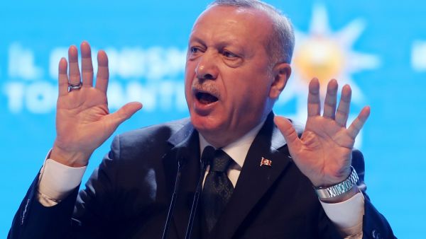 President of Turkey and leader of Justice and Development (AK) Party, Recep Tayyip Erdogan delivers a speech during the AK Party’s provincial advisory council meeting in Haci Bayram Veli University in Ankara, Turkey on March 02, 2020. Adem ALTAN / AFP