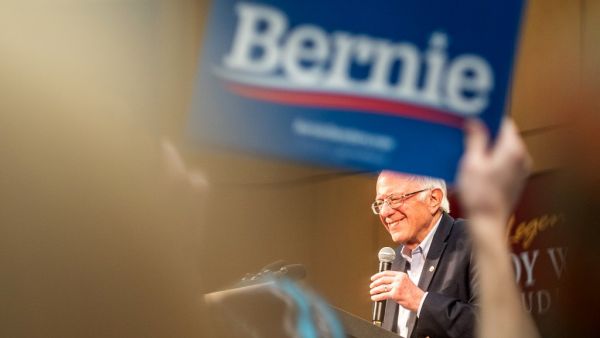 Democratic presidential hopeful Vermont Senator Bernie Sanders addresses a rally at The Saint Paul River Centre on March 2, 2020 in Saint Paul, Minnesota, on the eve of "Super Tuesday" Democratic presidential primaries. Kerem Yucel / AFP