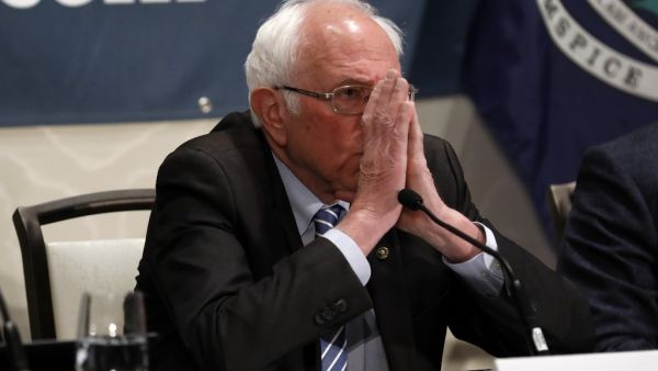 n this file photo taken on March 9, 2020 Democratic presidential hopeful Bernie Sanders speaks at a Coronavirus Public Health Roundtable at the Westin Detroit Metropolitan Airport in Romulus, Michigan. Sanders cancelled a campaign rally for first time over COVID-19, coronavirus, fears on March 10, 2020. JEFF KOWALSKY / AFP