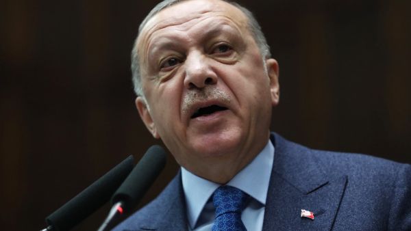 President of Turkey and leader of Justice and Development (AK) Party Recep Tayyip Erdogan speaks as he attends his party's group meeting at Grand National Assembly of Turkey in Ankara, Turkey on March 11, 2020. Adem ALTAN / AFP