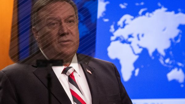 US Secretary of State Mike Pompeo speaks at a press conference at the State Department in Washington DC, on March 17, 2020. The coronavirus outbreak has transformed the US virtually overnight from a place of boundless consumerism to one suddenly constrained by nesting and social distancing.The crisis tests all retailers, leading to temporary store closures at companies like Apple and Nike, manic buying of food staples at supermarkets and big-box stores like Walmart even as many stores remain open for busine