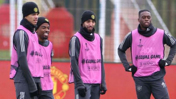 صورة أرشيفية لنجوم يونايتد خلال حصة تدريبية