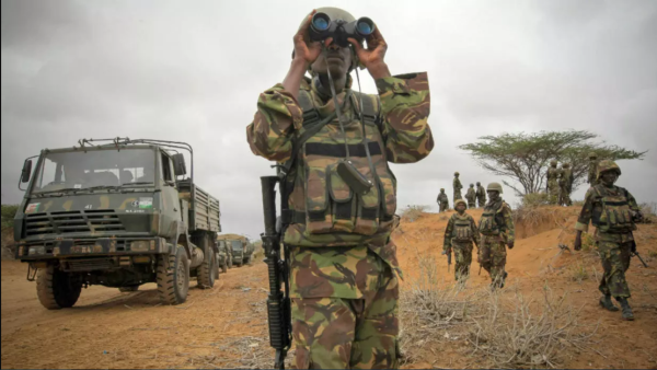 The Kenyan air force carried out air strikes on al Shabaab camps in Somalia on Sunday and Monday, an army spokesperson said. AFP / AU-UN IST / Stuart Price