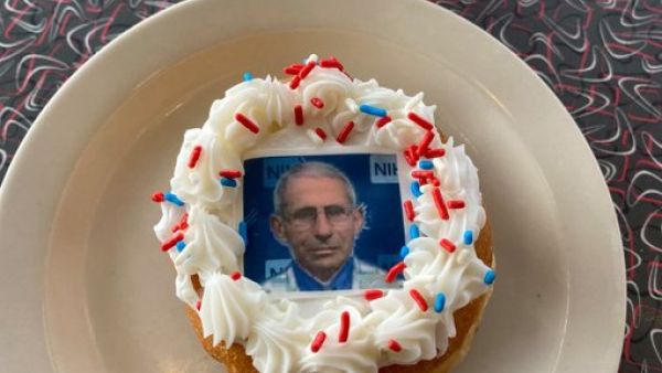 Donuts Delite, a doughnut shop in Rochester, N.Y., is selling doughnuts featuring the likeness of Dr. Anthony Fauci. (Twitter)