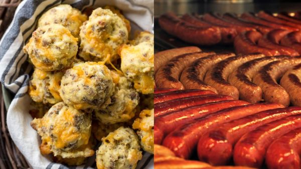 لقيمات السجق بالبيض والجبنة