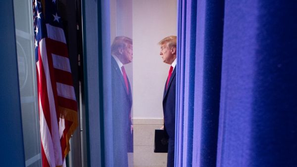 US President Donald Trump arrives for the daily briefing on the novel coronavirus, COVID-19, in the Brady Briefing Room at the White House on April 6, 2020, in Washington, DC. MANDEL NGAN / AFP