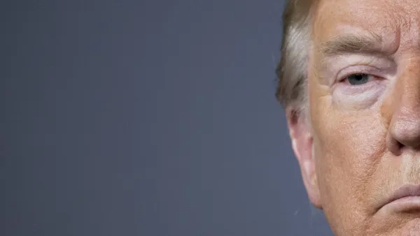 US President Donald Trump looks on during the daily briefing on the novel coronavirus, which causes COVID-19, in the Brady Briefing Room of the White House on April 17, 2020, in Washington, DC. President Donald Trump on April 17, 2020 announced a $19 billion financial rescue package to help the agriculture industry weather the staggering economic downturn sparked by measures to defeat the coronavirus. JIM WATSON / AFP