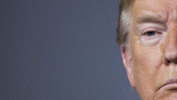 US President Donald Trump looks on during the daily briefing on the novel coronavirus, which causes COVID-19, in the Brady Briefing Room of the White House on April 17, 2020, in Washington, DC. President Donald Trump on April 17, 2020 announced a $19 billion financial rescue package to help the agriculture industry weather the staggering economic downturn sparked by measures to defeat the coronavirus. JIM WATSON / AFP