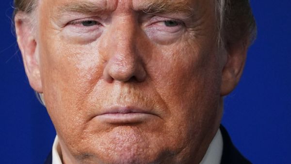 US President Donald Trump looks on during the daily briefing on the novel coronavirus, which causes COVID-19, in the Brady Briefing Room of the White House in Washington, DC on April 21, 2020. MANDEL NGAN / AFP