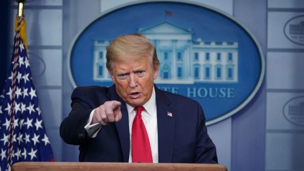 US President Donald Trump speaks during the daily briefing on the novel coronavirus, which causes COVID-19, in the Brady Briefing Room of the White House on April 22, 2020, in Washington, DC. MANDEL NGAN / AFP