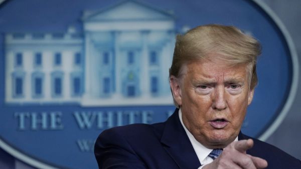 U.S. President Donald Trump speaks during the coronavirus daily briefing at the White House on April 21, 2020 in Washington, DC. Earlier in the day, the president met with New York Gov. Andrew Cuomo in the Oval Office to discuss COVID-19 testing. Drew Angerer/Getty Images/AFP Drew Angerer / GETTY IMAGES NORTH AMERICA / Getty Images via AFP