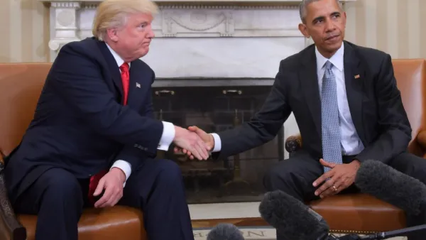 In this file photo US President Barack Obama and President-elect Donald Trump shake hands during a transition planning meeting in the Oval Office at the White House in Washington, DC. President Donald Trump broke with tradition on May 14 by calling for investigation of his White House predecessor Barack Obama in the latest attempt to push a conspiracy theory about his Democratic opponents. JIM WATSON / AFP