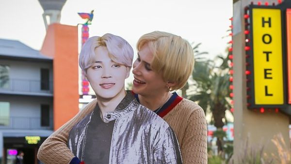 BTS Superfan Oli London Bathes in Noodles during 'Lockdown Honeymoon' with cardboard 'husband' Jimin