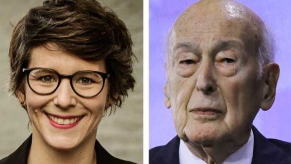 الرئيس الفرنسي الأسبق فاليري جيسكار ديستان والصحافية الألمانية آن-كاترين ستراك (37عاماً) 