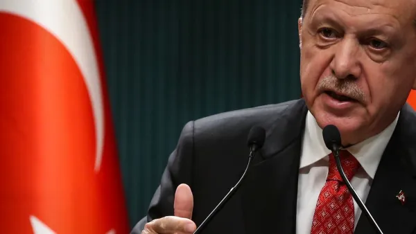 Turkish President Recep Tayyip Erdogan gestures as he delivers a speech following a cabinet meeting, in Ankara, on June 9, 2020. Adem ALTAN / AFP