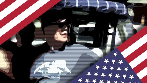 The signs and slogans shouted include; "Make America Sane Again,"  "America First" and "Trump 2020." The most evident shout in the video is "White Power."  