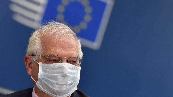 European Union High Representative for Foreign Affairs and Security Policy Josep Borrell arrives for a European Union Council in Brussels on July 17, 2020, the leaders of the European Union hold their first face-to-face summit over a post-virus economic rescue plan. The EU has been plunged into a historic economic crunch by the coronavirus crisis, and EU officials have drawn up plans for a huge stimulus package to lead their countries out of lockdown. JOHN THYS / POOL / AFP