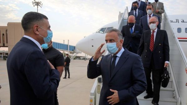 Iraqi PM Mustafa al-Kadhimi arrives in Tehran in first foreign trip as premier (Twitter)