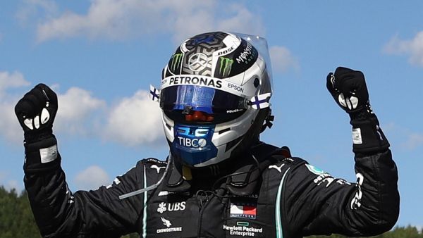 Bottas celebrates winning the Austrian Formula One Grand Prix race in Spielberg, Austria. (Photo: AFP)