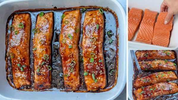 سلمون ترياكي مخبوز في الفرن