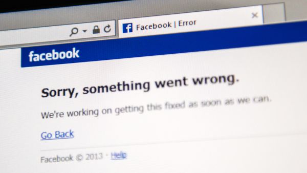 Facebook social network webpage showing "Sorry, something went wrong" as worldwide crash happened to millions of users. (Shutterstock/ File Photo)