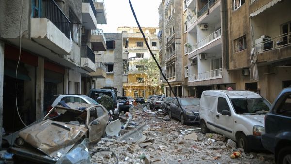 A view of the partially destroyed Beirut neighbourhood of Mar Mikhael on August 5, 2020 in the aftermath of a massive explosion in the Lebanese capital.PATRICK BAZ / AFP