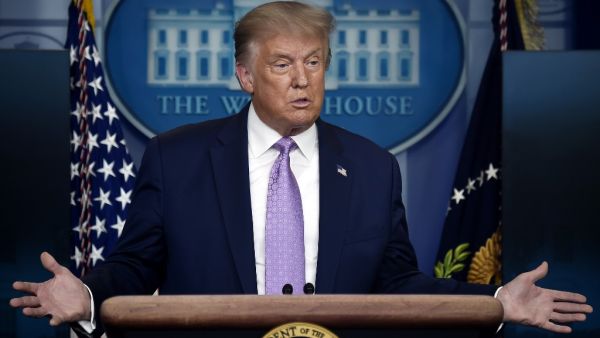 US President Donald Trump answers question during a press conference in the Brady Briefing Room of the White House in Washington, DC, on August 5, 2020. Olivier DOULIERY / AFP