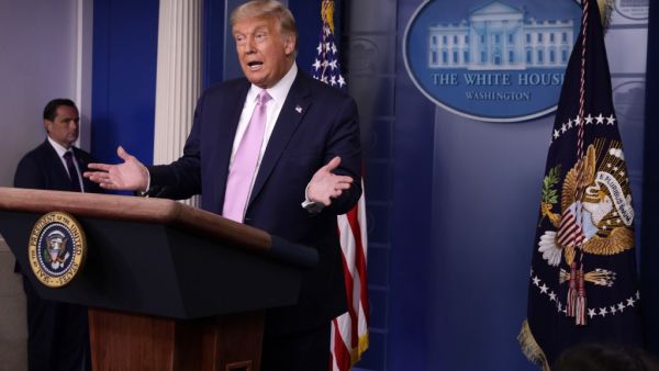 U.S. President Donald Trump speaks during a news conference in the James Brady Press Briefing Room of the White House August 11, 2020 in Washington, DC. ALEX WONG / GETTY IMAGES NORTH AMERICA / Getty Images via AFP