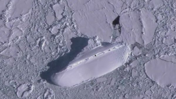 A Google Earth user discovered what they believe to be a '400ft ice ship' off Antarctica (YouTube)