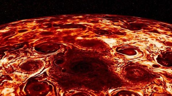 NASA shared a detailed image of Jupiter, but viewers said it looks more like ‘a pepperoni pizza.' (NASA)