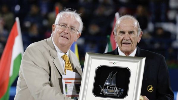 David Mercer (left) with Colm Mcloughlin, the executive vice chairman and CEO of Dubai Duty Free. (Twitter)